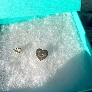 One Tiffany & co Silver Mini Heart Stud Earring